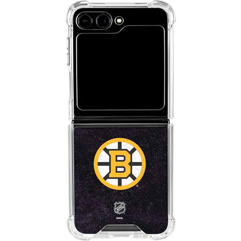 NHL Boston Bruins Distressed Galaxy Z Flip6 Clear Case